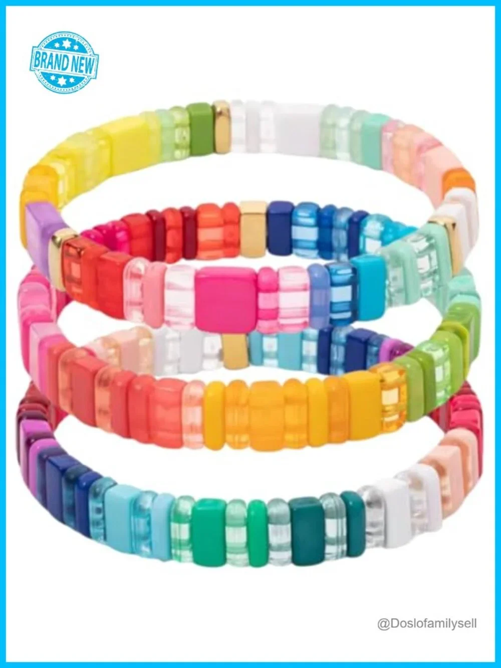 Stretch Enamel Beaded Bracelet Stack 3-Piece Set